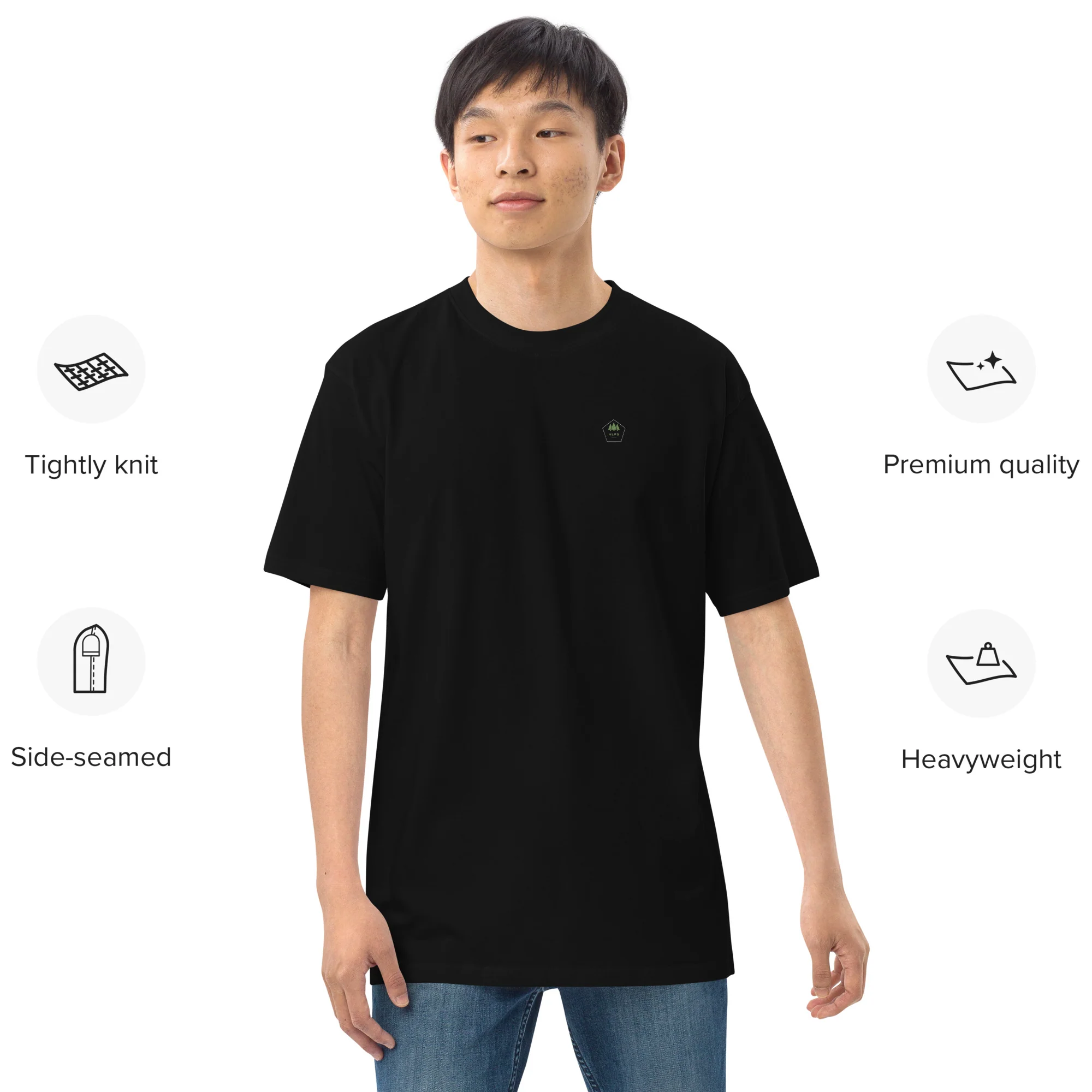 Alpscommerce Men’s premium heavyweight tee T-shirt - Image 3