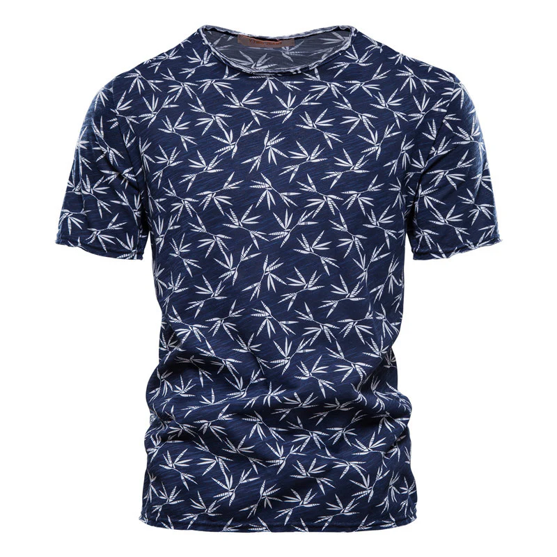 Casual Slim-Fit Stretch T-Shirt Men Short-Sleeved Printed T-Shirt Sports Men - Image 3