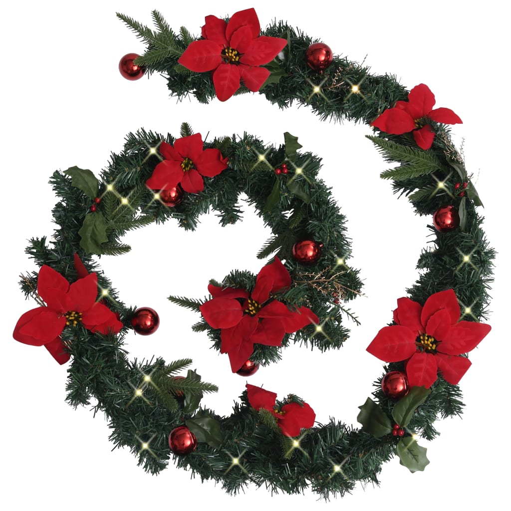 Christmas Garland with LED Lights Green 8.9' PVC - Image 3