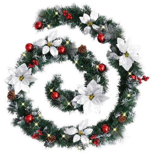 Christmas Garland with LED Lights Green 8.9' PVC - Image 7