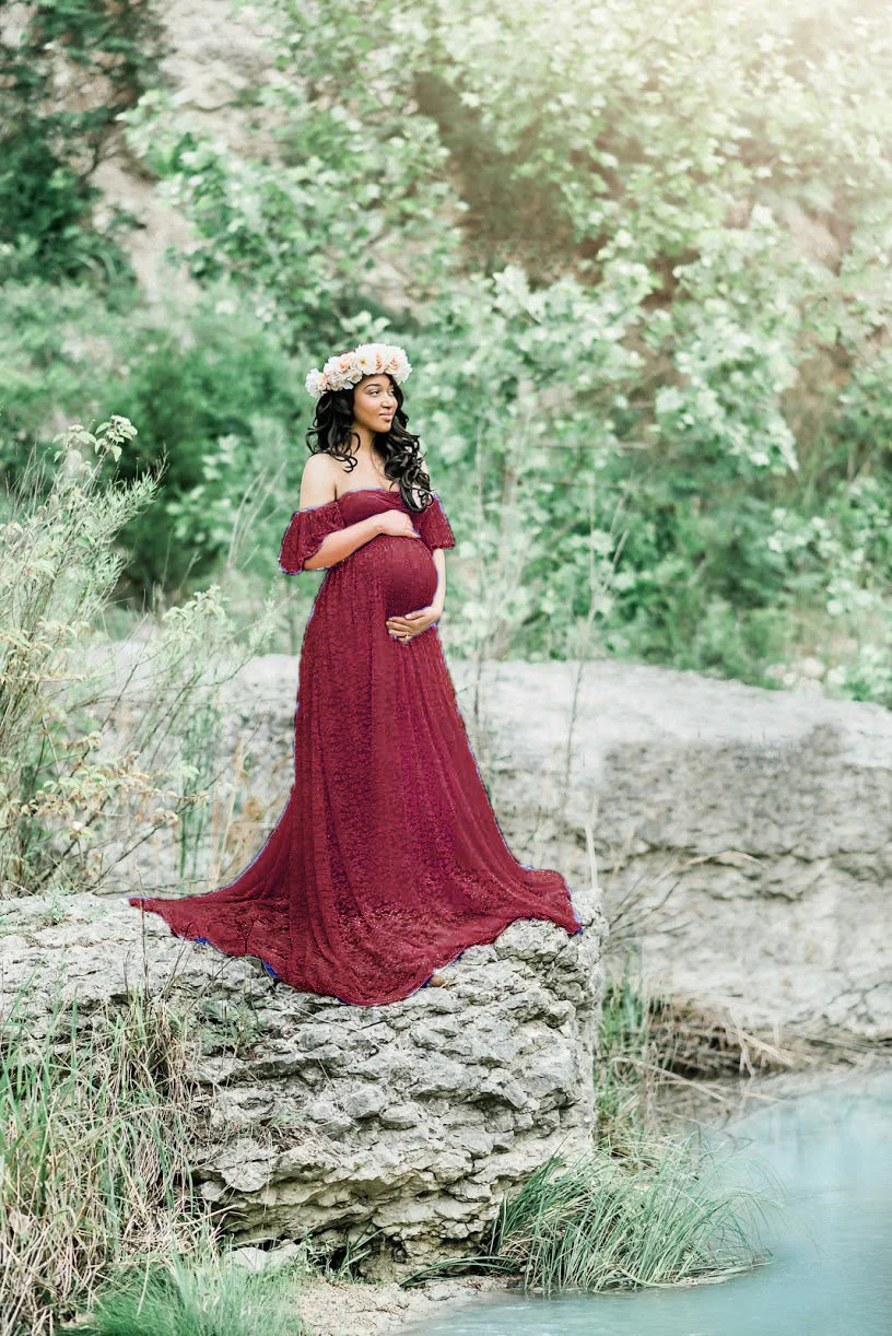 Lace pregnant women trailing short sleeves - Image 12
