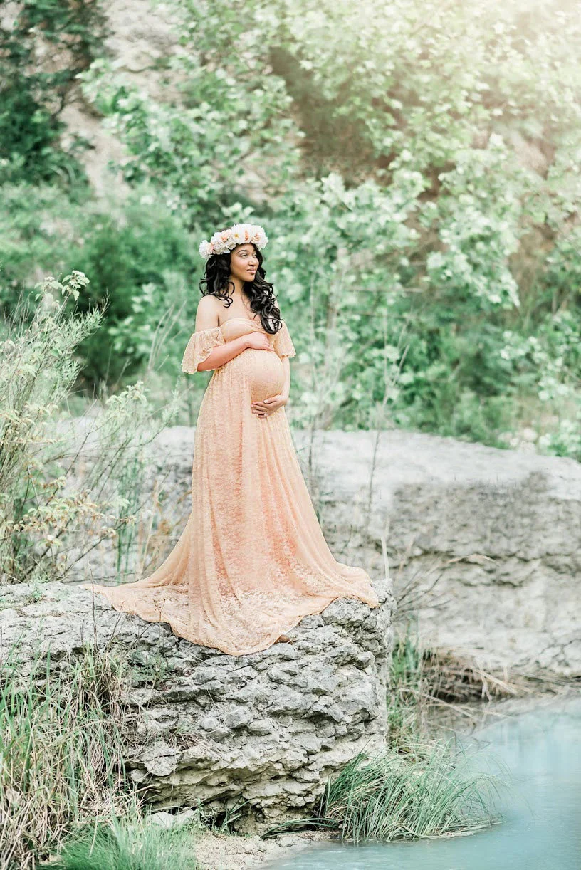 Lace pregnant women trailing short sleeves - Image 3