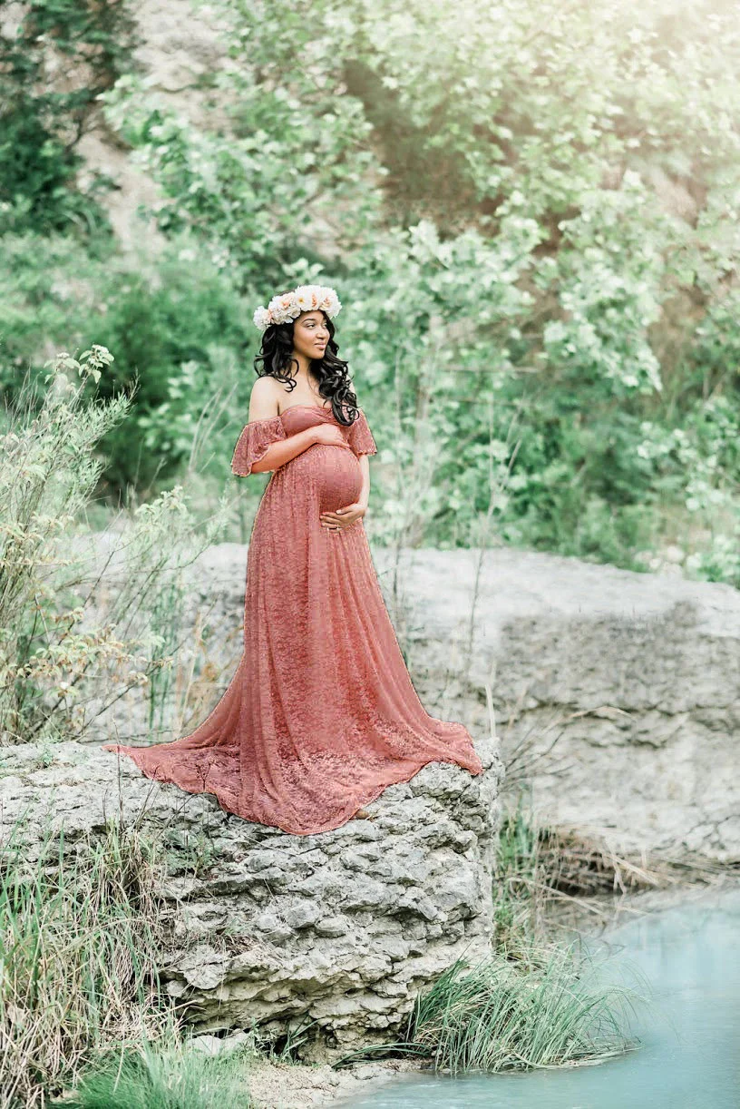 Lace pregnant women trailing short sleeves - Image 4