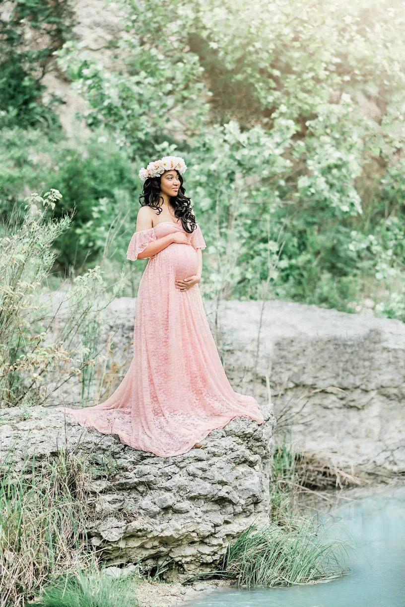 Lace pregnant women trailing short sleeves - Image 5