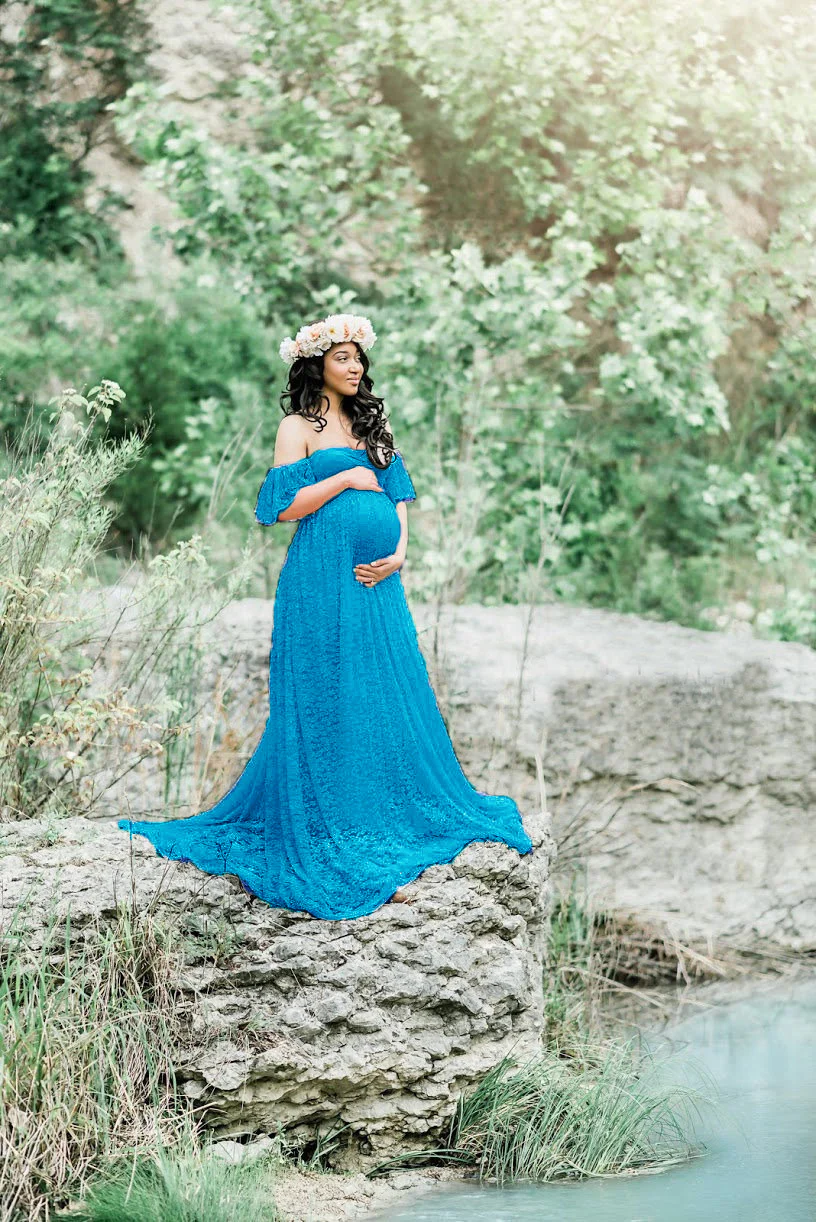 Lace pregnant women trailing short sleeves - Image 6