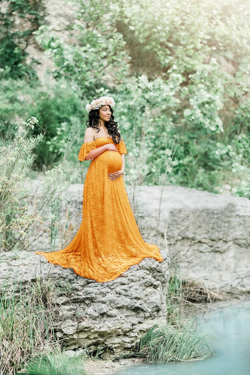 Lace pregnant women trailing short sleeves - Image 8