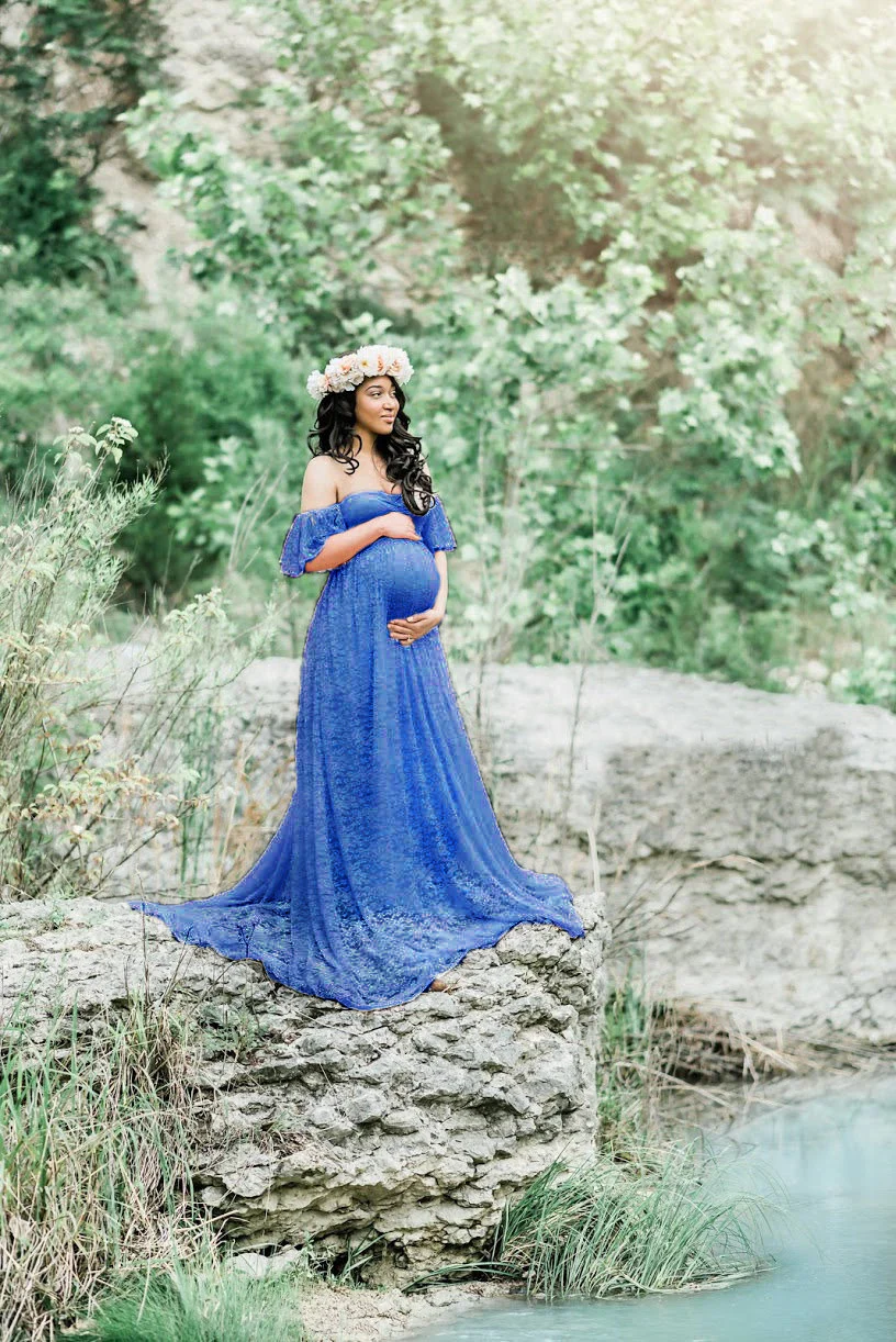 Lace pregnant women trailing short sleeves - Image 9