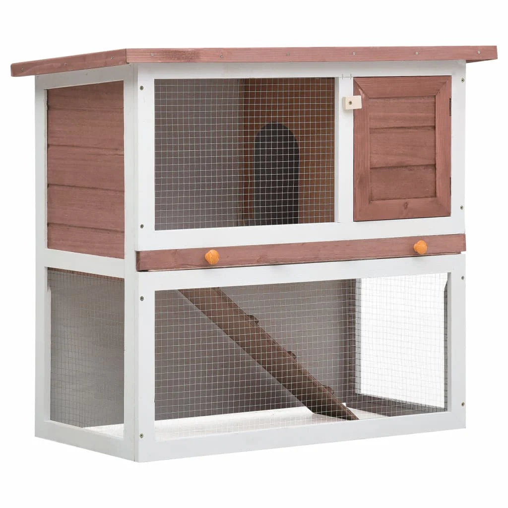 Outdoor Rabbit Hutch 1 Door Gray Wood - Image 3