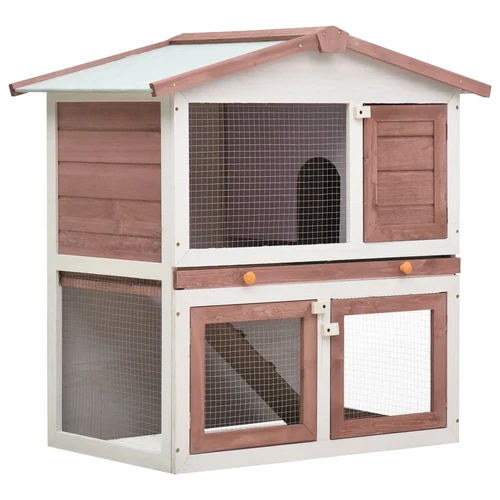 Outdoor Rabbit Hutch 3 Doors Gray Wood - Image 5