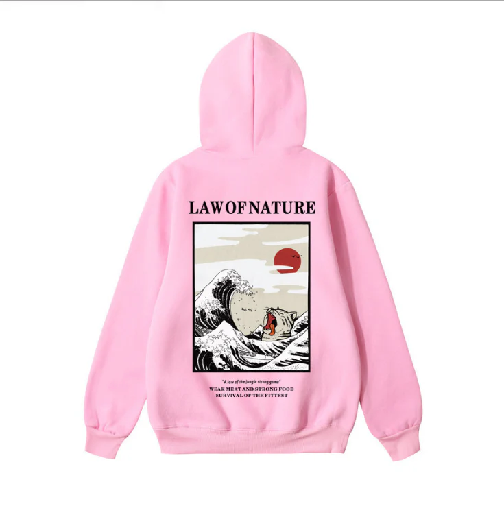 Street retro waves simple wild men and women casual hooded sweater - Image 4