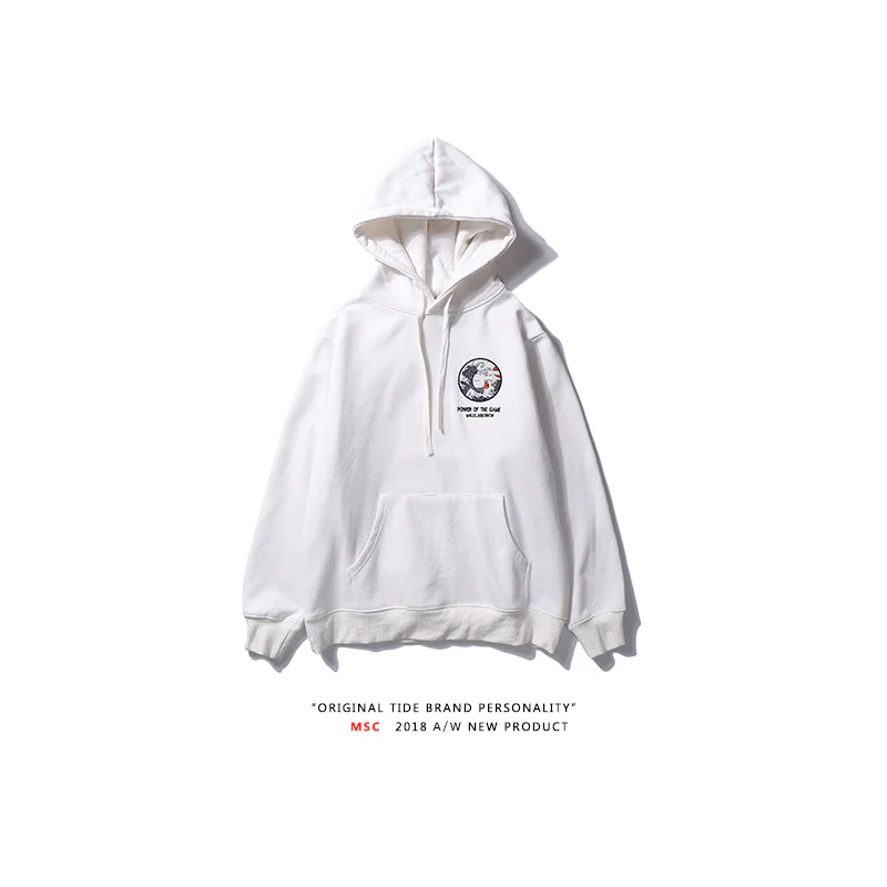 Street retro waves simple wild men and women casual hooded sweater - Image 5