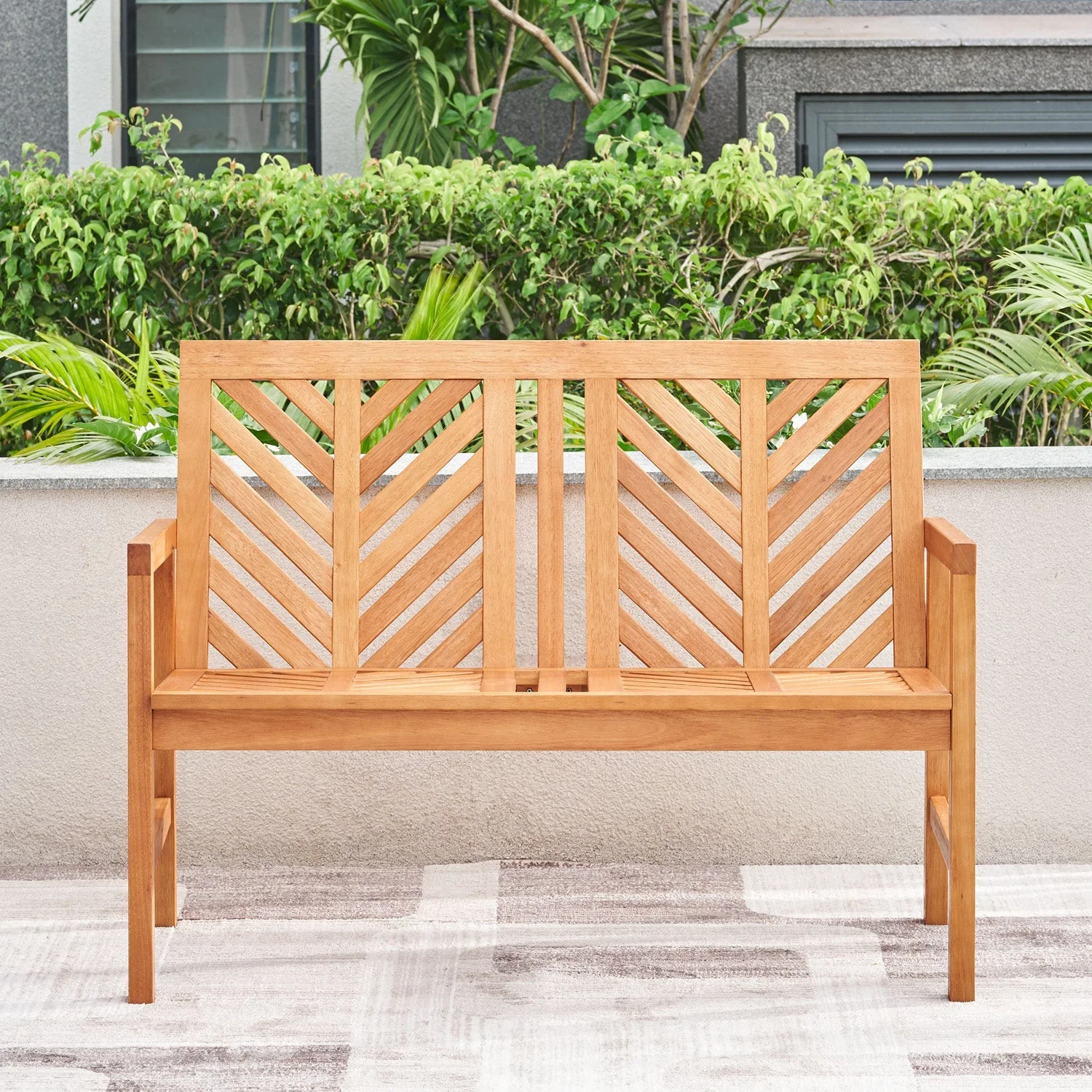 Vifah Olina Honey Two Seater Fish Bone Eucalyptus Wooden Garden Bench - Image 3