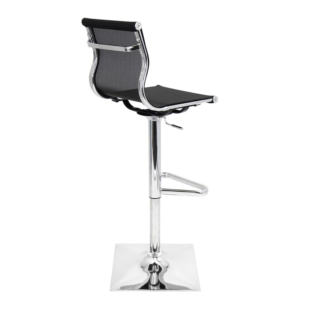 WOYBR Mesh Fabric, Chrome Mirage Barstool, 47" x 17" x 15.5", Black - Image 3